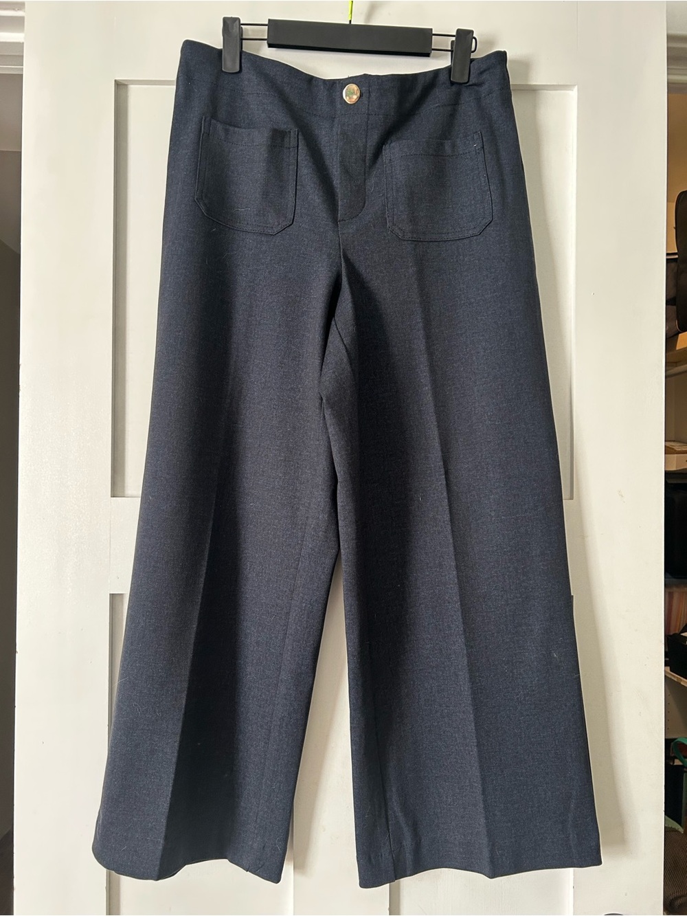 Jules & Leopold Dark Navy Wide-Leg Trousers